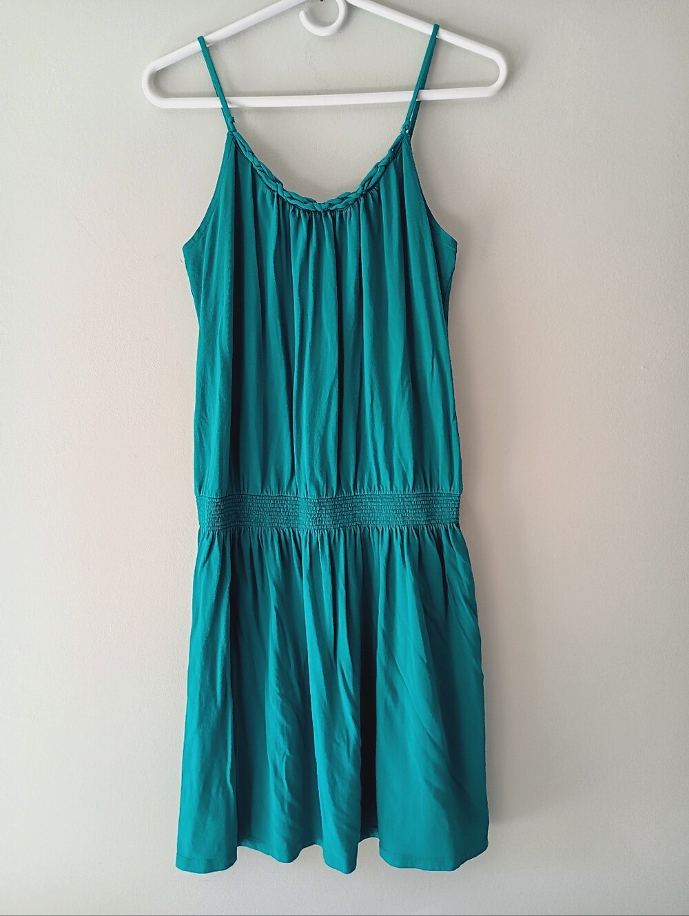 Old Navy Sleeveless Drop-Waist Relaxed Fit Narrow Strap Sun Dress Aqua Medium